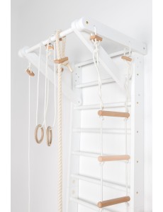 Échelle murale blanche avec accessoires – Centre de fitness domestique pour enfants et adultes Échelle murale blanche avec accessoires – Centre de fitness domestique pour enfants et adultes