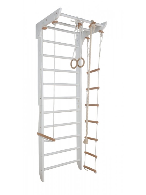 Échelle murale blanche avec accessoires – Centre de fitness domestique pour enfants et adultes Échelle murale blanche avec accessoires – Centre de fitness domestique pour enfants et adultes